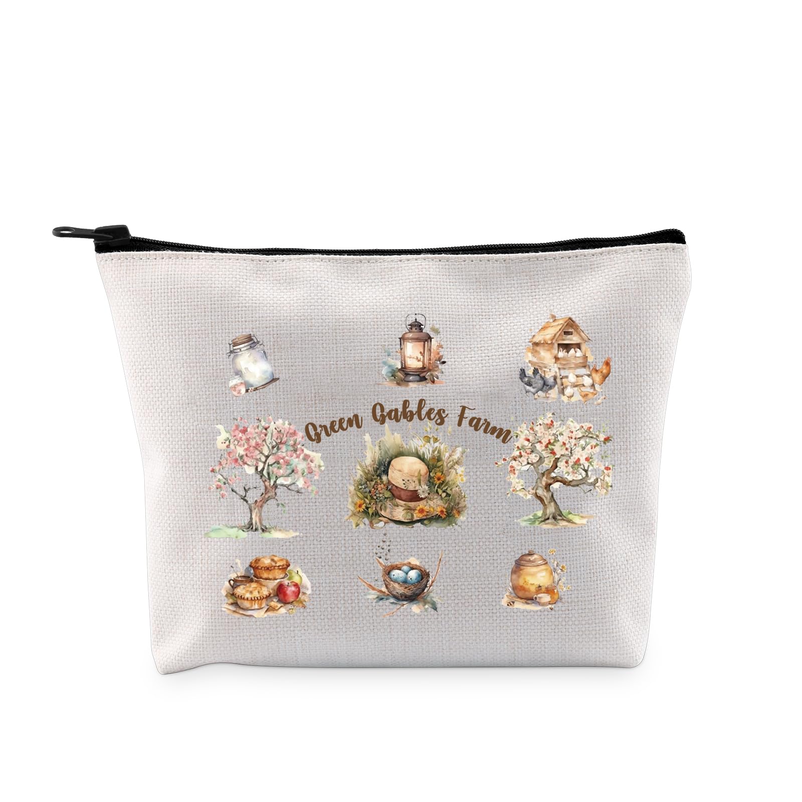 PYOUL Novel Inspired Gift Green Gables Farm Makeup Bag Bookworm Cosmetic Bag Book Lover Gift Classic Novel Gift (Green Gables Farm Bag)