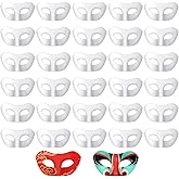 Xthrotsenk 30 Packs Paper Mache Masks, White Craft Half Face Masquerade Mask, Blank Mardi Plain Paper Eye Masks for DIY Arts Cosplay Costume Party
