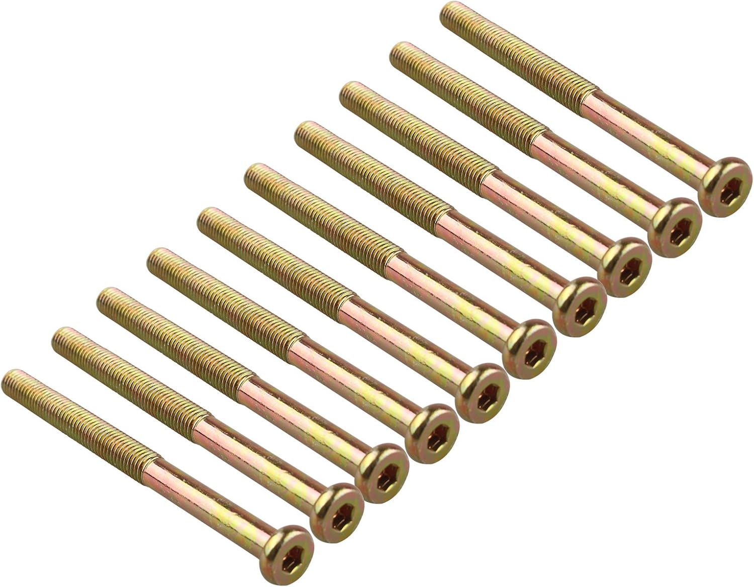 HALJIA 10 Pcs M8 x 100mm Screws Bolts Threaded Hexagon Socket Head Cap, Bronze, M8*100M