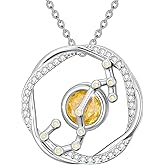 925 Sterling Silver Scorpio Zodiac Necklace with Yellow Gem & Cubic Zirconia - Artistic Twisted Constellation Jewelry, Luxury Gift for Women, Perfect for Christmas Birthday