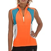 Little Donkey Andy Women's Half Zip Breathable Cycling Vests Reflective Sleeveless Jerseys Shirts Golf 4 Rear Pockets