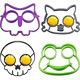 4 Pieces Valentine's Day Cute Funny Silicone Egg Mold Breakfast Molds Cat Skull Owl Frog Shape Egg Mold Fried Egg Ring…