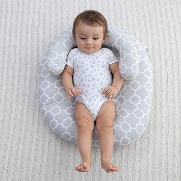 Zhangjm Baby Kissen Fur Flachkopf Weiche Baumwolle Kinderzimmer Schlafen Pad Betten Neugeborenen Kopf Gestalten Kissen Lenden Unterstutzt Grau A 60x55cm Amazon De Kuche Haushalt