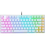 HUO JI Z-88 RGB LED Backlit Water-Proof Mechanical Gaming Keyboard with 81 Keys Anti-Ghost keys, DIY Blue Switches, White