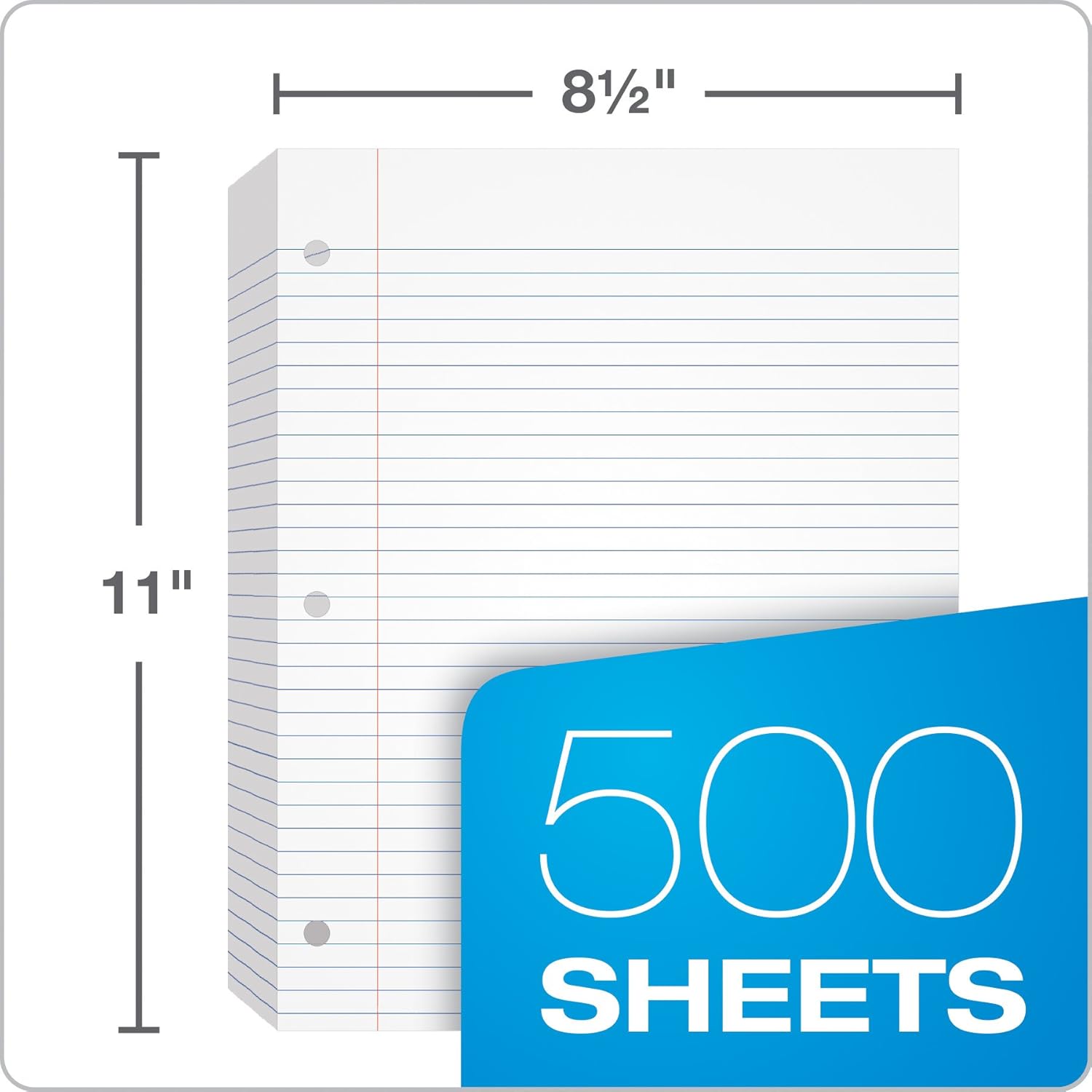 Oxford Filler Paper, 8-1/2" x 11", College Rule, 3-Hole Punched, Loose-Leaf Paper for 3-Ring Binders, 500 Sheets Per Pack (62349),White: Office Products