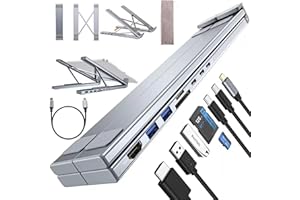 8 in 1 USB C Laptop Stand with Docking Station, Foldable Laptop Docking Stand with 4K HDMI, 100W PD & 5 USB Ports, Portable M
