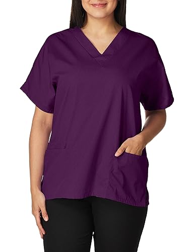 Cherokee Women's V Neck Scrubs Shirt, Eggplant, XXXXX-Large in