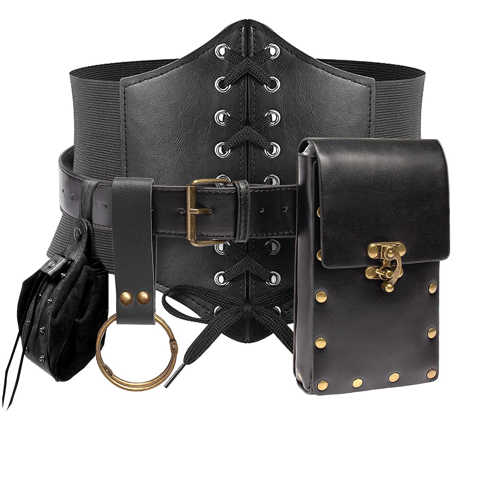 Photo 1 of KOTORA Renaissance Costume Sets Corset Waistband Belt Pouch Purse Alight Potion Bottle Skirt Hike Steampunk Medieval Halloween (S/Waist 25.6"-34")