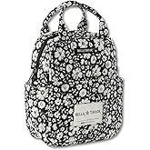 Bella Taylor Quilted Cotton Lunch Tote for Women | Foodsafe with Easy Clean PEVA Liner | Bicolor Floral Black