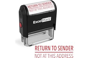 ExcelMark Self-Inking Rubber Stamp - Return to Sender Not at This Address - Red Ink (Large)