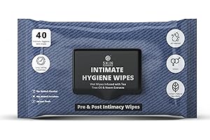 Skin Elements Intimate Hygiene Wipes | Unisex | pH Balanced Wet Wipes | Tea Tree Oil & Neem Extracts | 40 Intimate Hygiene Wet Wipes | For Pre and Post Intimacy