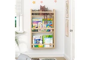 Book Shelf for Kids Rooms，16.5 inch Book Shelf 3Tier, Nursery Book Shelves, Floating Book Shelves for Wall Great for Living R