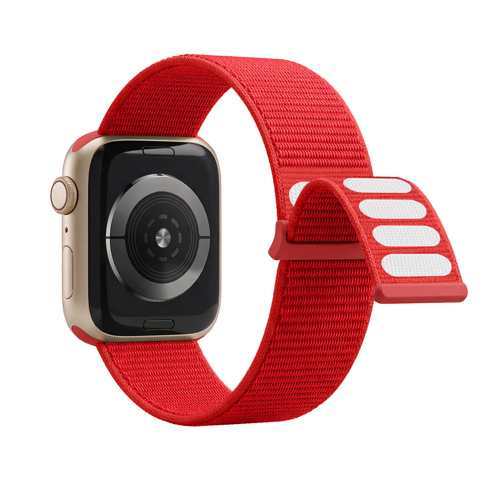 Lobnhot Nylon Band Compatible with Apple Watch Band 44mm 42mm 45mm, Adjustable Sport Strap Compatible with iWatch Series 7 SE 6 5 4 3 2 1 (42/44/45mm Red)