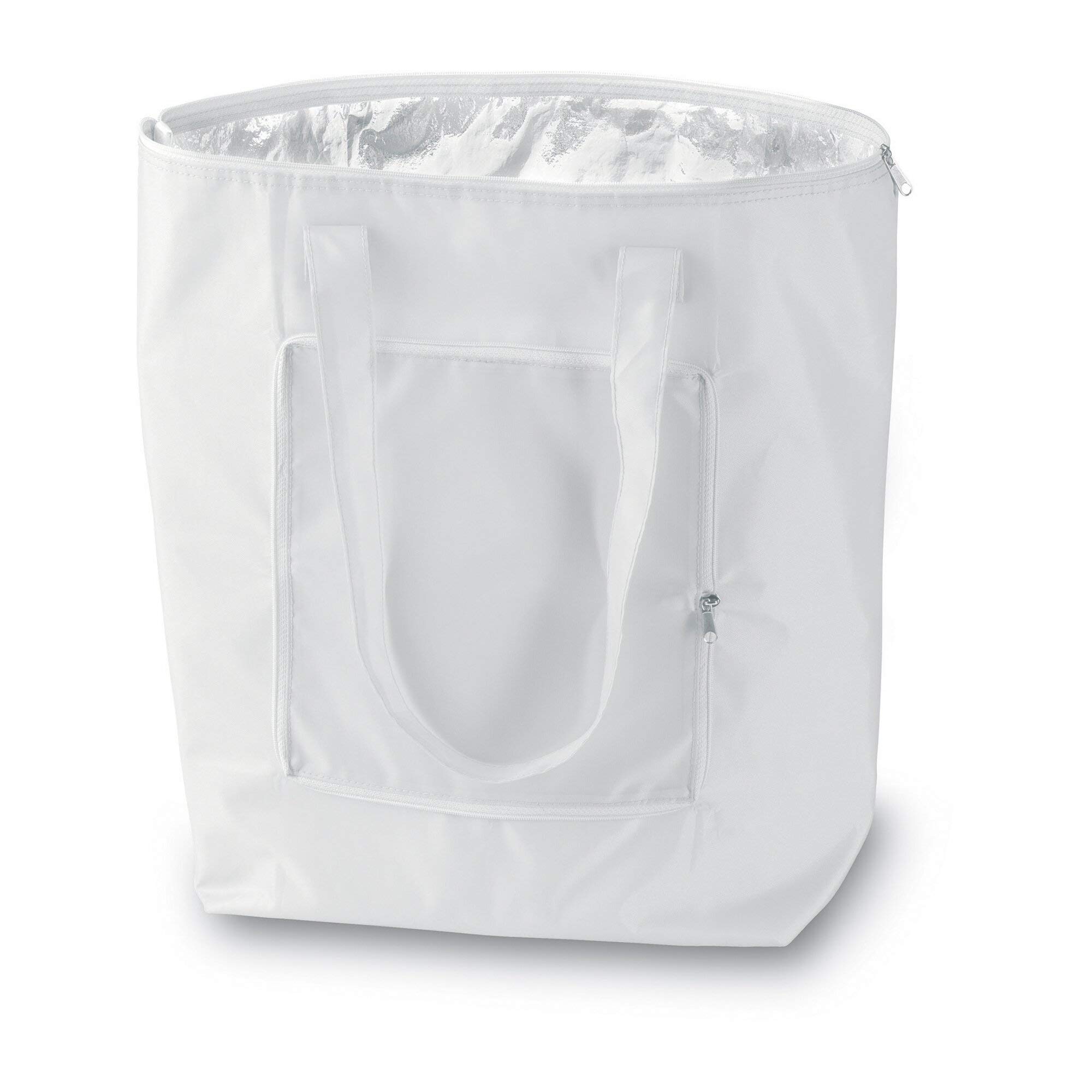 PromotionGift - Reusable Foldable Cooler, Shopping, Beach Bag Light and Durable, with Inner Aluminium Lining for Perfect Cooling Function - 25L (white)