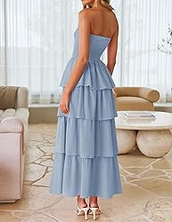 ZESICA Women‘s Summer Boho Strapless Maxi Dress