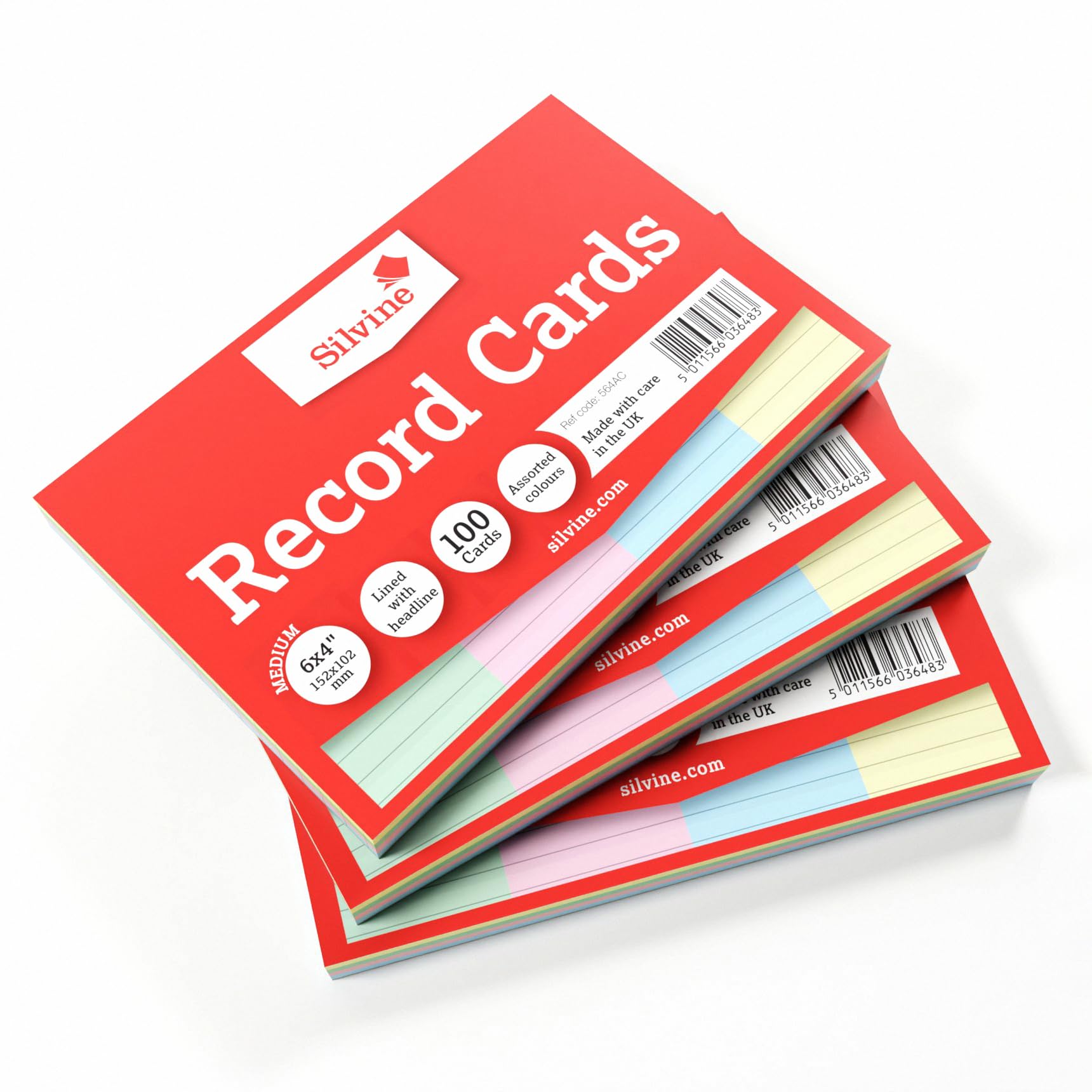 Silvine A6 (6x4) 300 Multi Coloured Index Revision Cards - 3 Packs x 100