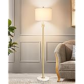 【Upgrade】Gold Floor Lamps for Living Room, 55"-67" Height Adjustable Modern Standing Lamp with Marble Base, Pull Chain Switch