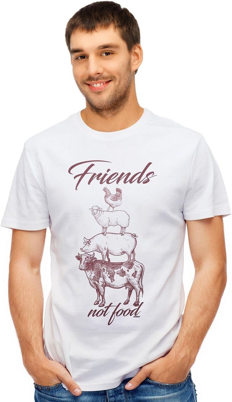 Animals are Friends Not Food Vegan Graphic Printed T-Shirt Tee