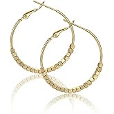 NEOTIGER Elegant Gold Large Hoop Earrings for Women with Rotatable Bead Accents, Minimalist Dainty Catching Design Circle Earrings, Luxury Fashion Shiny Metal Jewelry for Daily/Commute/Dating