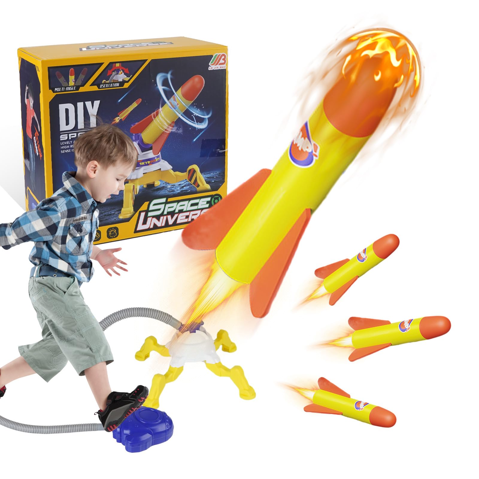 Photo 1 of Foot Stomping Rocket Super Rocket Launcher, 3 Rockets - Indoor and Outdoor, Toy Gifts for Boys and Girls - High-Altitude Flying Toys, Foam Blasting Suit, Adjustable Launch Station for Multiple People.