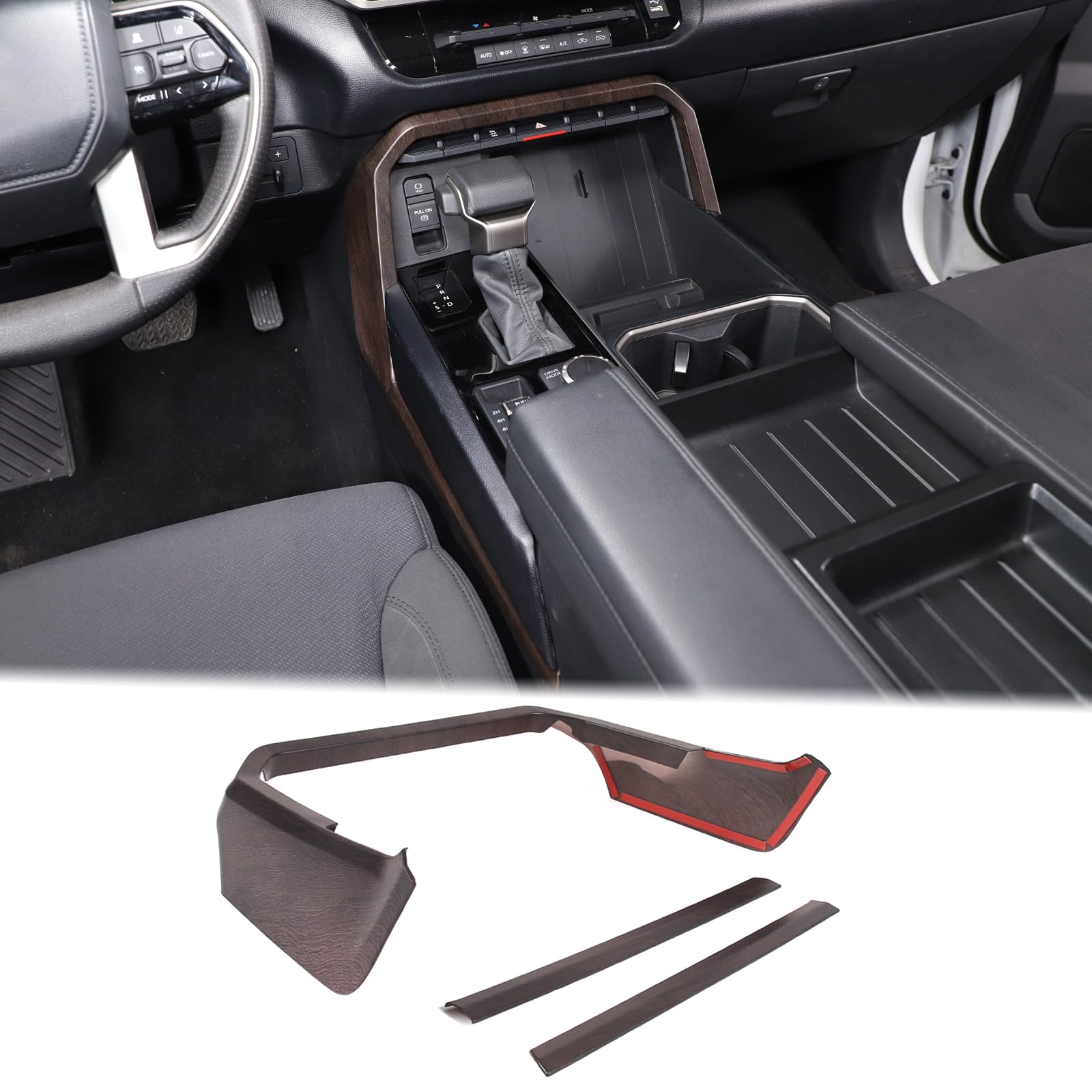Photo 1 of Aunginsy Car Center Console Gear Box Shift Panel Frame Trim Cover Compatible with Toyota Tundra/Sequoia 2022-2025 Central Control Gear Shifter Box Side Panel Protect Strip Decorative Cover Accessories