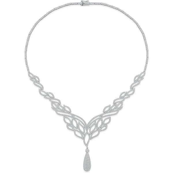 HAPPYAN Faux Pearl Necklace & Clip Earrings Set - Bib Choker Collar Double Necklace For Women