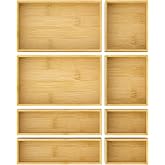 Greatseas Bamboo Drawer Organizer Boxes, 8-Piece Set for Kitchen &amp; Bathroom | 8 Stackable Multi-Size Organizer Boxes for Kitchen, Bathroom, Vanity, Makeup, Office &amp; Junk Drawers