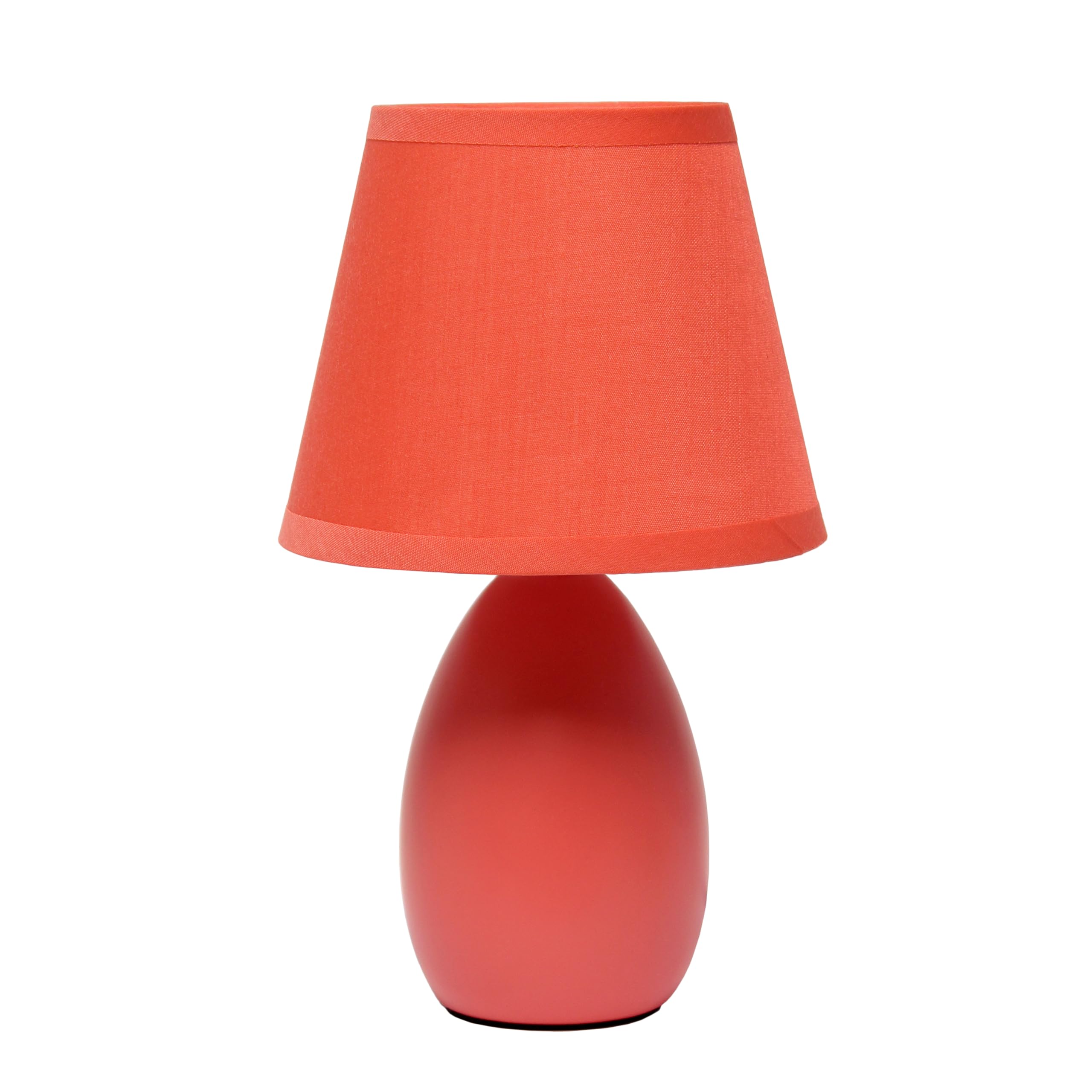 Simple Designs LT1197-ORG 9.45″ Chic and Sleek Oblong Mini Oval Ceramic Table Lamp with Matching Shade, for Living Room, Bedroom, Office, Orange