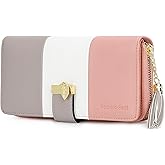 Pomelo Best Womens Wallet RFID Blocking Wallet for Women Bifold Large Capacity Card Holder Ladies Long Purse with ID Window Zipper Coin Pocket