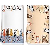 Arquiel Cute Cat Microfiber Kitchen Towels, Gift for Cat Lovers, Soft Absorbent Hand Towel 15.7 × 23.6 Inch, Thick Dish Cloth for Party Anniversary Holiday Decoration Housewarming Gifts
