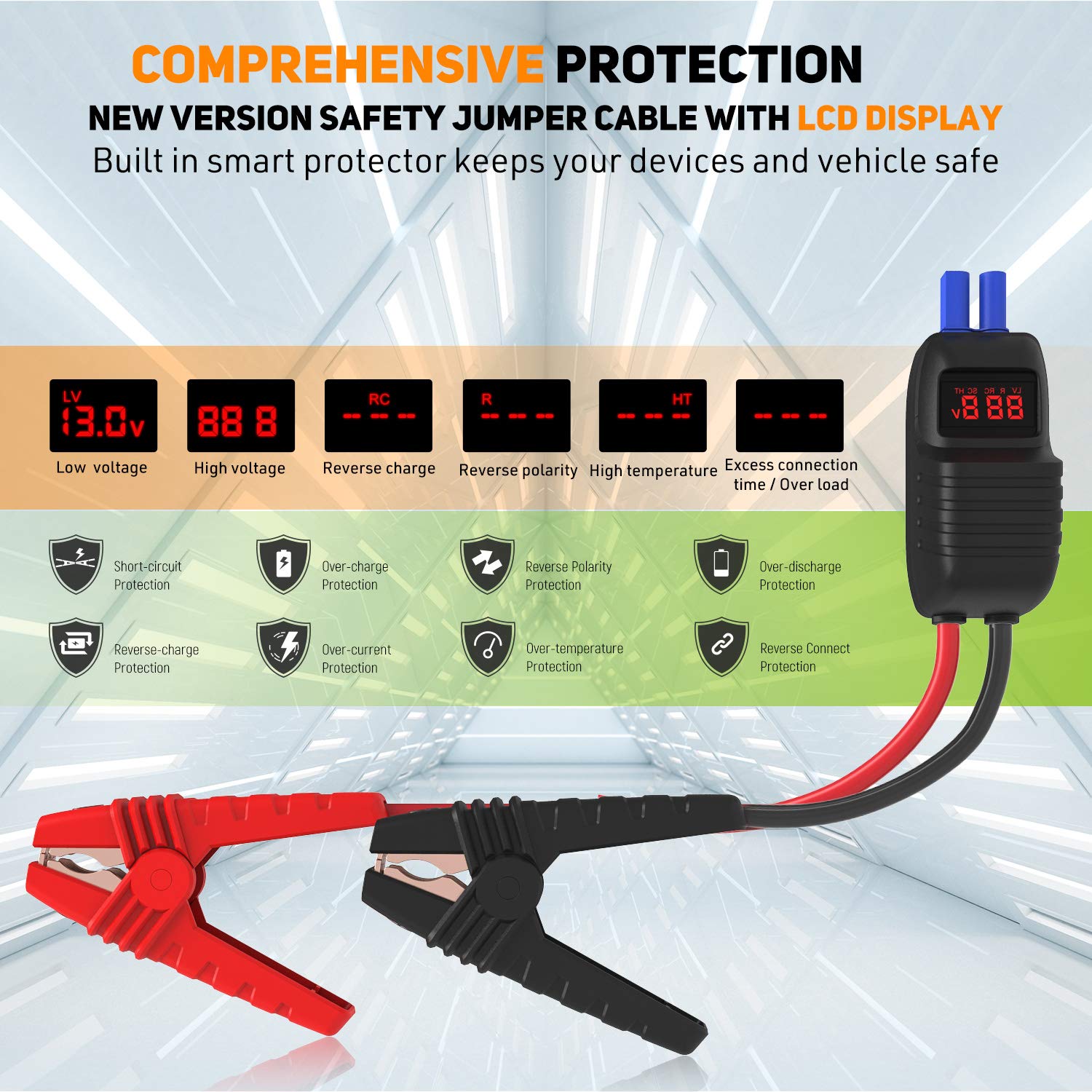 Bolt Power G33A 12V Car Jump Starter 1500A Peak Battery Booster for Gasoline 8L, Diesel Engines up to 6.5L, Dual USB Ports and Type-C Portable Power Pack, Built-in LED Flashlight