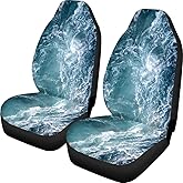 Pehede Car Seat Cover Ocean Wave Front for Cars, Easy to Install Cover Set, Accessories Auto Trucks Van SUV,2 Packs
