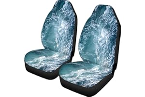 Pehede Car Seat Cover Ocean Wave Front for Cars, Easy to Install Cover Set, Accessories Auto Trucks Van SUV,2 Packs