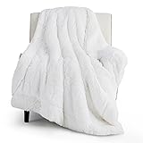 Bedsure GentleSoft Fluffy White Throw