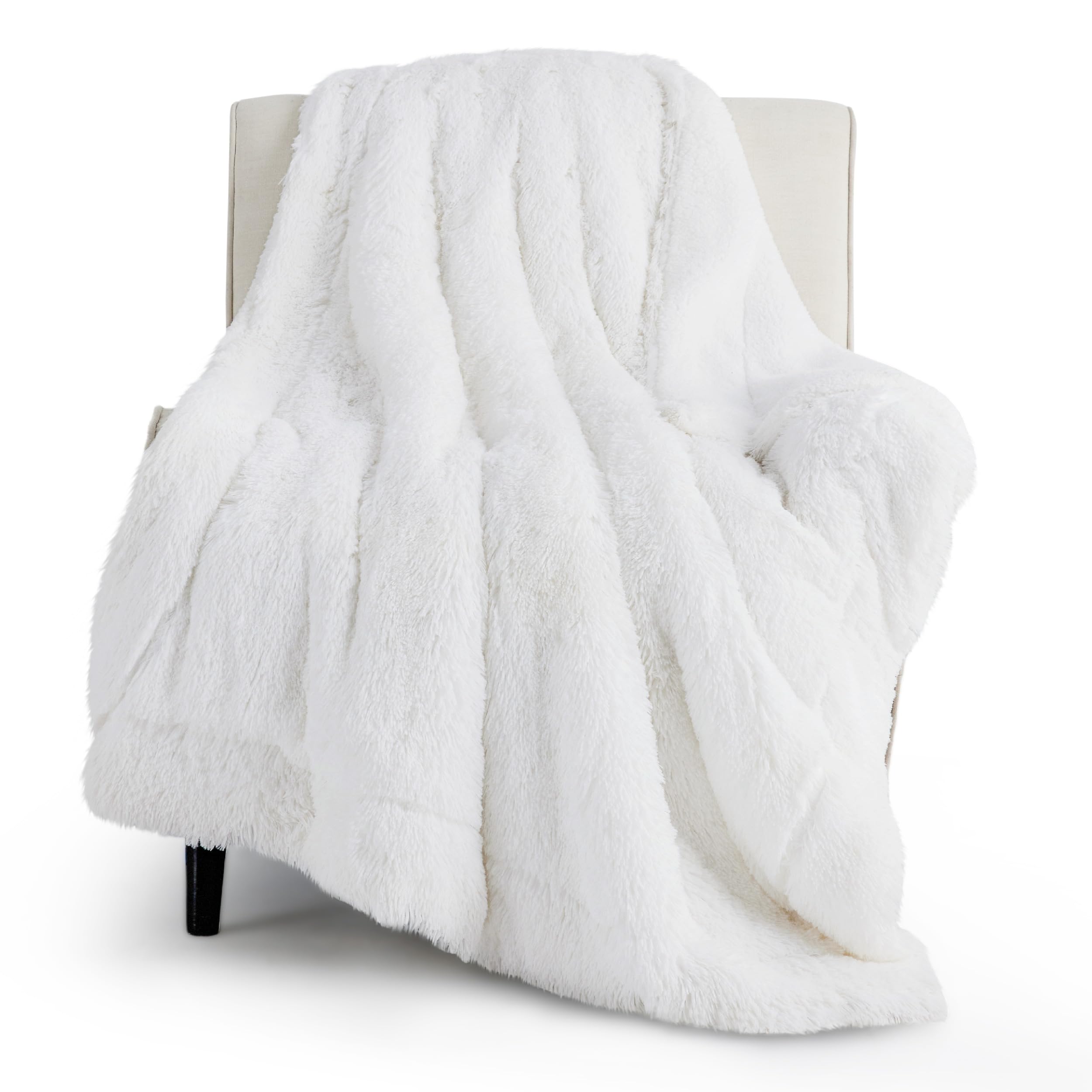 Photo 1 of Bedsure GentleSoft Fluffy White Throw Blanket, White Decor Fuzzy Gifts for Women, Soft Cozy Furry Sherpa Fleece Plush Thick Warm Shaggy Faux Fur Throw Blanket for Couch, Bed, Camping, Travel, 50x60