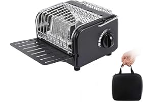 Portable Heater Camping Stove, Adjustable Temperature Outdoor Camping Heating Cooking Stove with Insulated Shelf & Handle, 3 