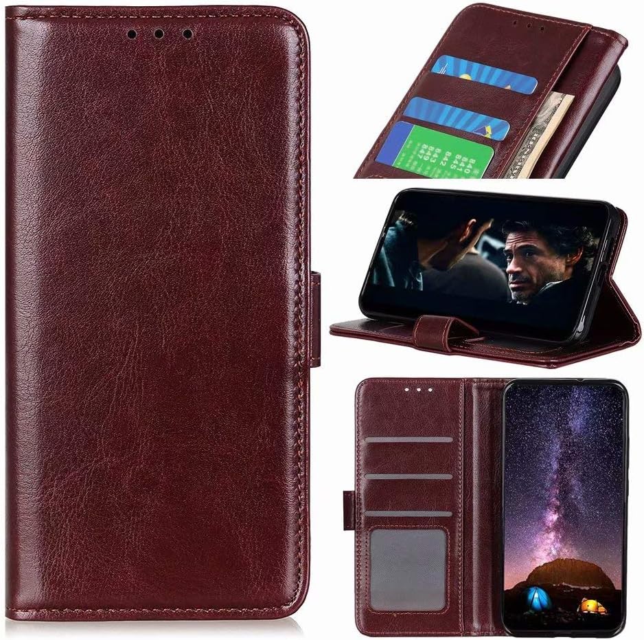 GARITANE Leather Flip Case for Oppo R19/F11 Pro,Slim Cover Crazy Horse Pattern Leather Wallet with Kickstand Card Slots Magnetic Closure (Brown)