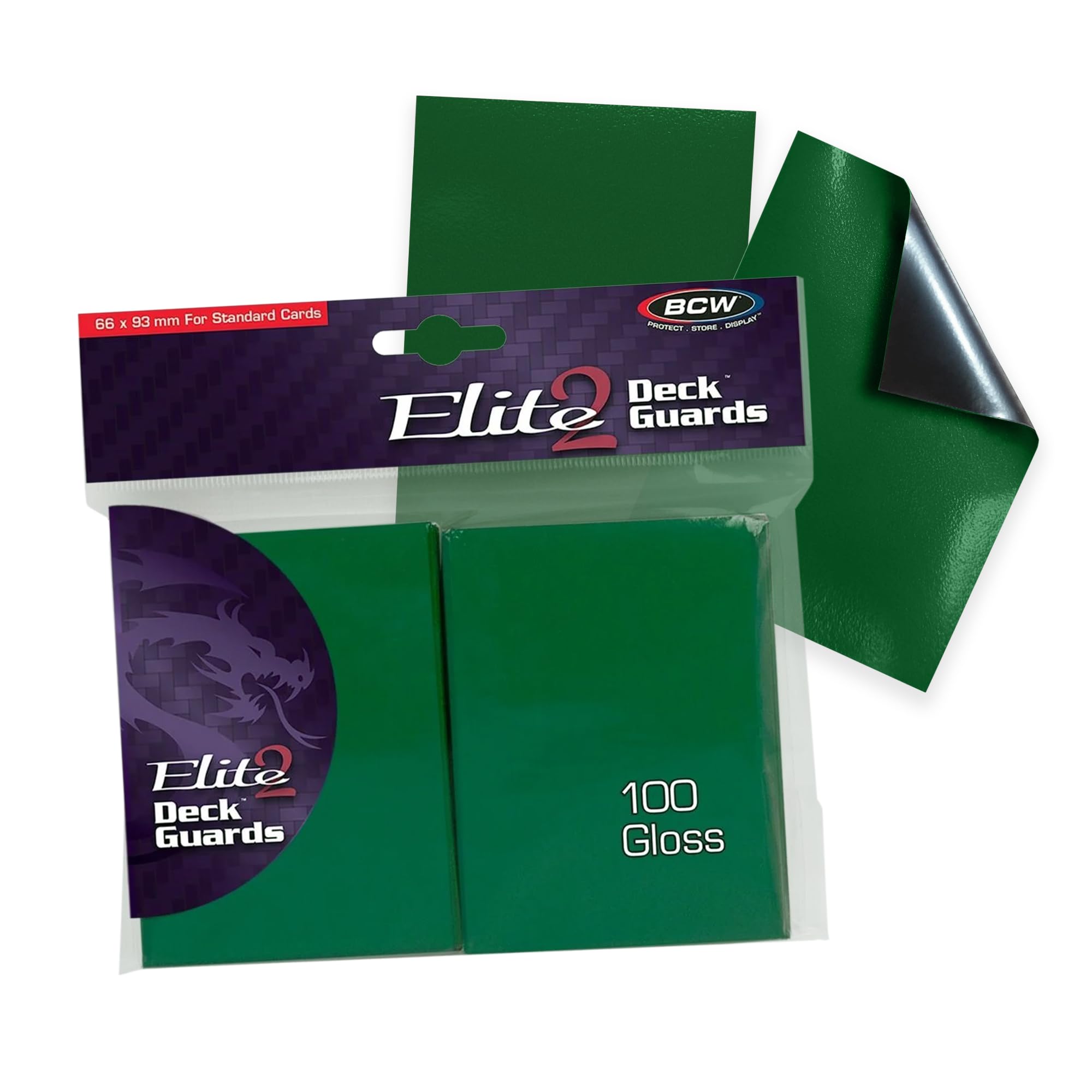 BCW Elite2 Card Sleeve - Green, 100 pcs, Polyvinyl Chloride (PVC), Heavy Gauge Protection, Archival Safe, Ultra Shuffling Power