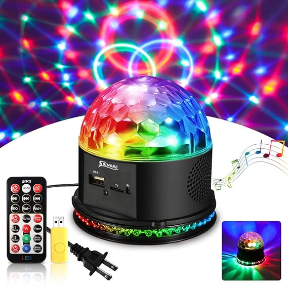 Amazon.co.jp： ディスコパーティーライト、SOLMOREパーティのディスコライトRGBサウンドのアクティブ化回転ボールランプLED