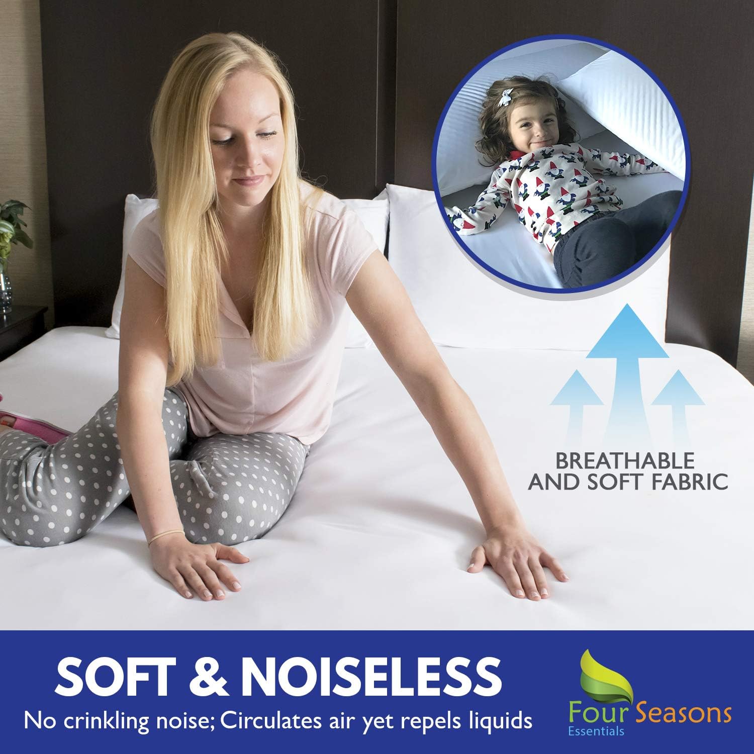 Four Seasons Essentials Twin Extra Long (XL) Mattress Protector Bedbug Waterproof Zippered Encasement Hypoallergenic Premium Quality Cover Protects Against Dust Mites Allergens: Home & Kitchen