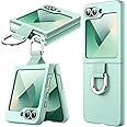 JETech Case for Samsung Galaxy Z Flip 6 2024 with Ring, Hard PC Slim Shockproof Anti-Scratch Protective Phone Cover (Mint Green)