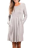 ZESICA Women's Long Sleeve Floral Print Pleated Casual Swing Tunic T-shirt Dresses