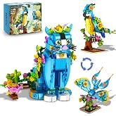 PLAXSOON Flower Cat Building Set, 3 in 1 Parrot Butterfly for Girls 8-12+ | Floral Animal Figures Building Block Kit for Home Art Decor, 412 PCS Building Toy Christmas Gift for Adults Kids Boys Girls