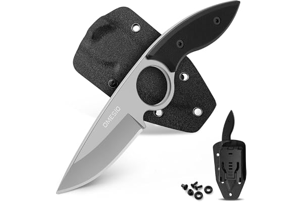 Omesio Small Fixed Blade Knife, Tactical Hunting Camping Survival Knife with Kydex Sheath, Full Tang Stainless Steel 2.68-Inc