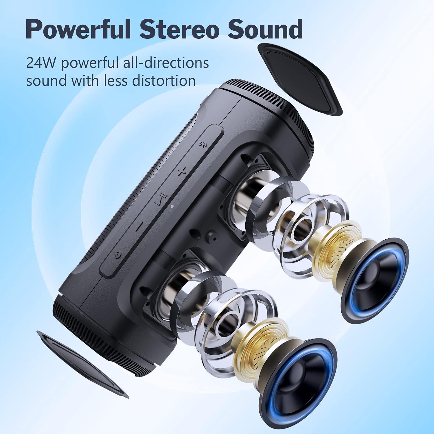 Bluetooth Speakers, DOSS Portable Wireless Bluetooth Speaker with 24W Powerful Sound, Rich Bass, IPX6 Waterproof, Wireless Stereo Pairing, 20H Playtime, Waterproof Speaker for Outdoor and Travel: Electronics