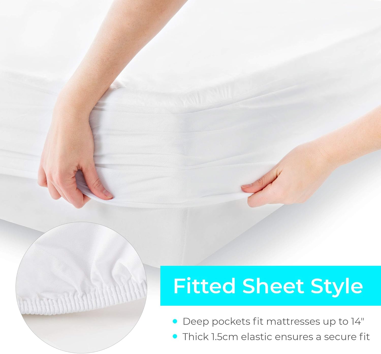 LINENSPA Premium Smooth Fabric Mattress Protector-100% Waterproof-Hypoallergenic-Vinyl Free Protector, Queen, White: Home & Kitchen