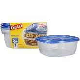 Glad GladWare XL Square Food Storage Containers, 104 Oz, 3 Count | BPA-free, dishwasher-safe containers for leftovers, meal prep, and freezer storage, family-size capacity