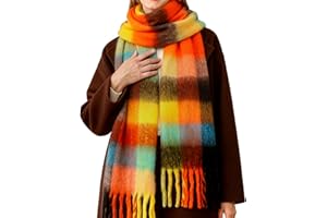 YSense Womens Winter Scarf Chunky Oversized Plaid Thick Blanket Scarf Big Coloured Warm Shawl Wrap