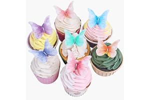 MISS DOOZY Edible Butterfly Cake Decorations, 56Pcs Wafer Paper Butterfly Cupcake Toppers, Colorful Edible Butterflies for Wedding Birthday Party Cupcakes Decorating, Mixed Color