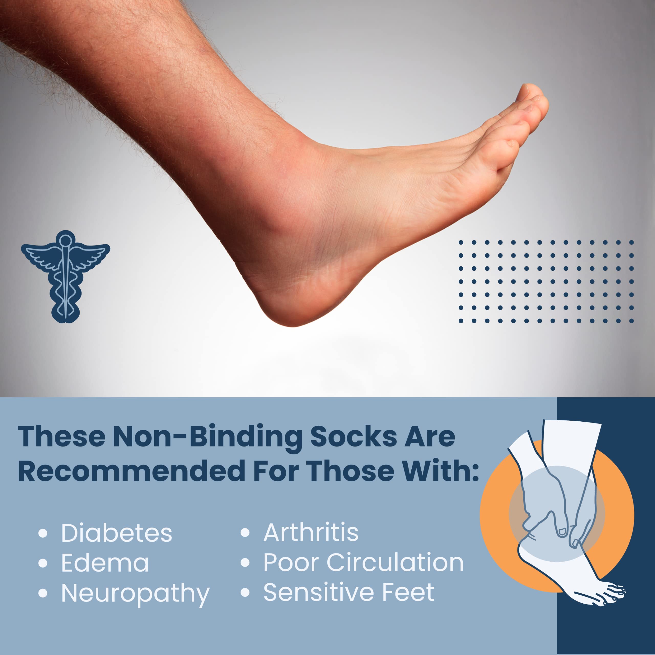 Special Essentials Diabetic Socks for Men & Women – 12 Pairs of Non-Binding Moisture-Wicking Neuropathy Socks – Ankle Length
